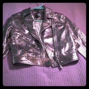 Trendy Silver Vegan Leather Jacket
